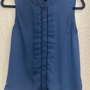 Banana Republic Blue Sleeveless Pleated Blouse